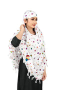 PRACHARAN Cotton Innovative Stylish Double Heart Printed Pattern Fancy Scarf With Sun Protection Cover Face Cotton Driving Scarf For Women's And Girls, White