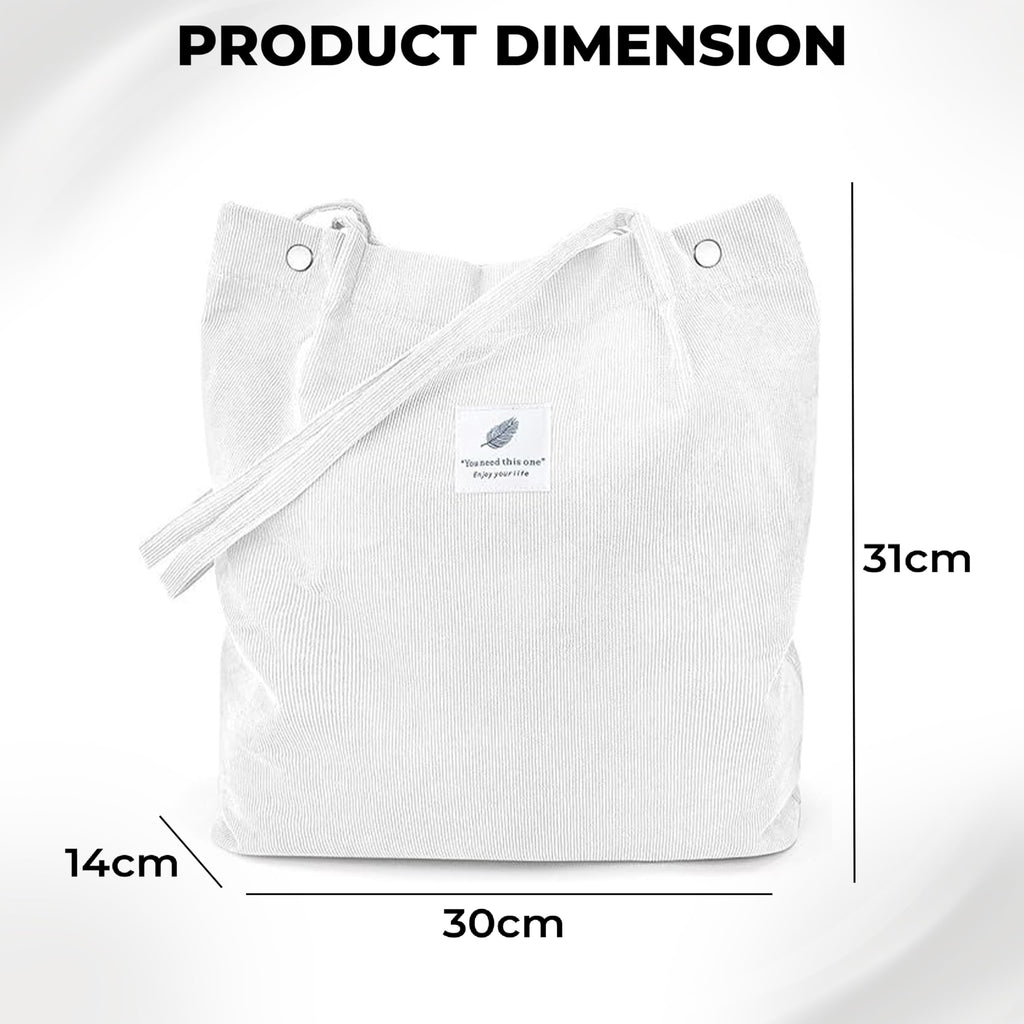 Kraptick Tote Bags – Stylish Shoulder Tote Bag for Everyday Use For Women Compact Reusable Perfect as a Grocery Tote Bag, Shopping Bags for Grocery (White)