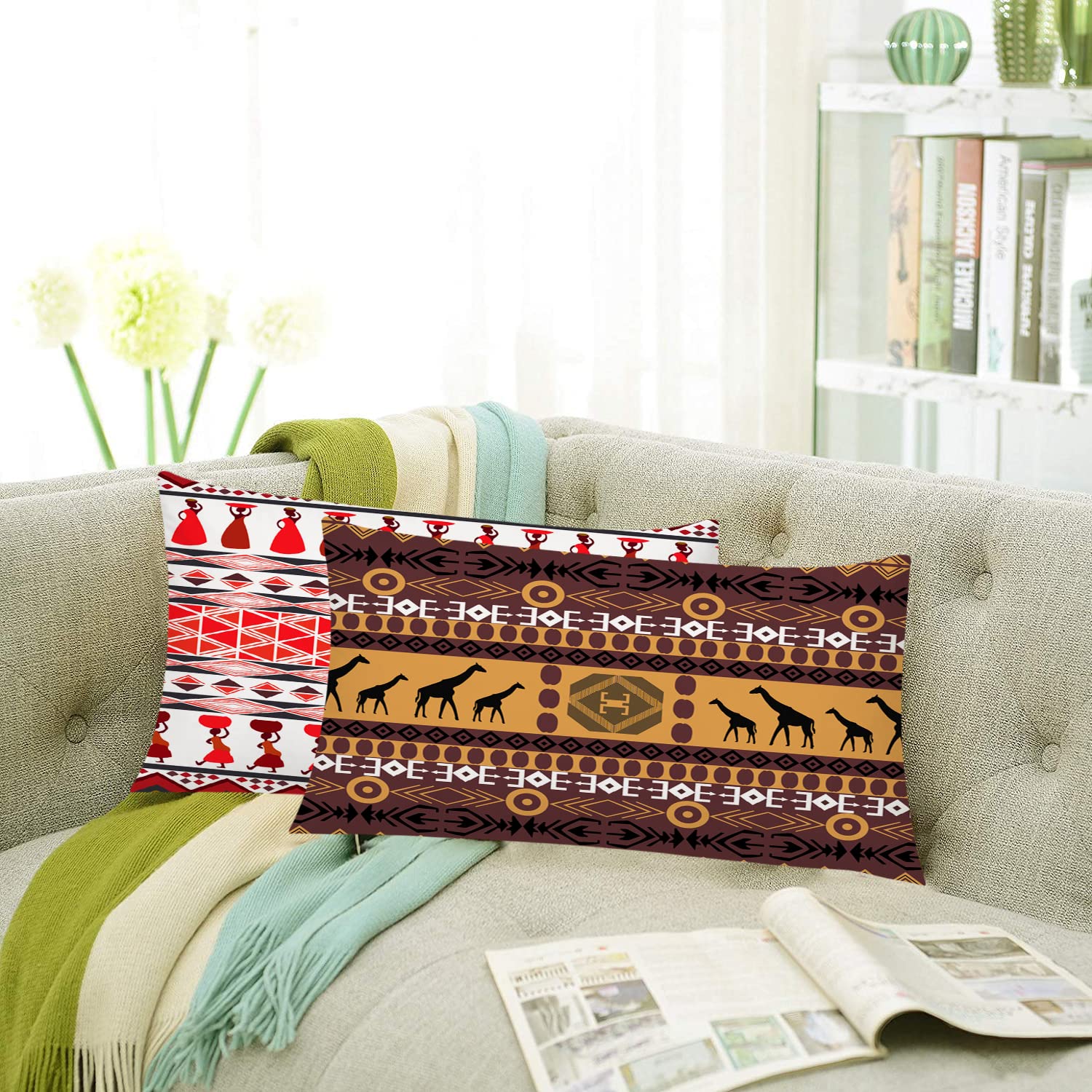 AEROHAVEN™ Set of 2 Decorative Hand Made Jute Rectangle Throw/Pillow Sham Cushion Covers - CC109 - (12 X 18 INCHES)