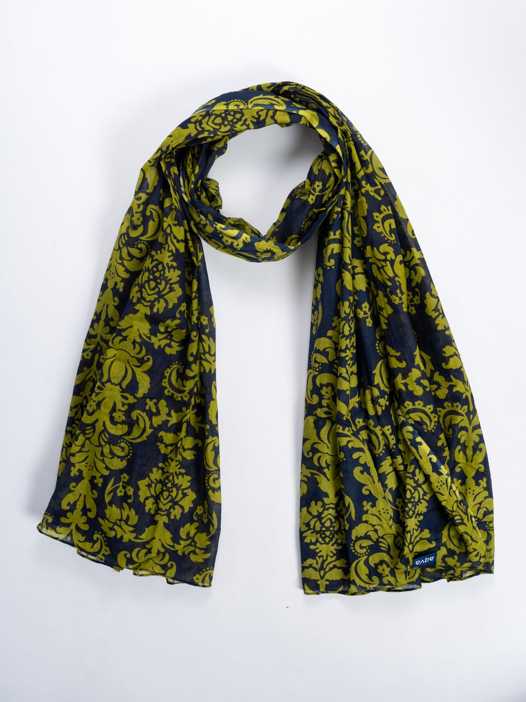 AQVA Printed Cotton Scarf for Women Stylish (Navy Lime) | Head and Face Cover Scarf for Girls with 100% Cotton | Soft & Lightweight Scarves/Stoles for all Weather (72 x 43 in)