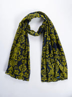 AQVA Printed Cotton Scarf for Women Stylish (Navy Lime) | Head and Face Cover Scarf for Girls with 100% Cotton | Soft & Lightweight Scarves/Stoles for all Weather (72 x 43 in)