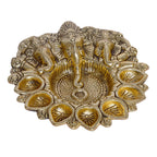 KridayKraft Metal Ganesha Puja Thali with Diya Ganpati Pooja Thali for Puja Room Mandir Temple Ganesha Murti Idol Pooja Thali for Diwali Poojan Decorative Showpiece