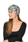 The Headscarves Beautiful Printed Bamboo Viscose Headscarf with Brooch – Stylish Chemo Headwear for Women, Hijab Head Wrap, Cancer Turban Scarf, Breathable Head Cover for Hair Loss Multicolour
