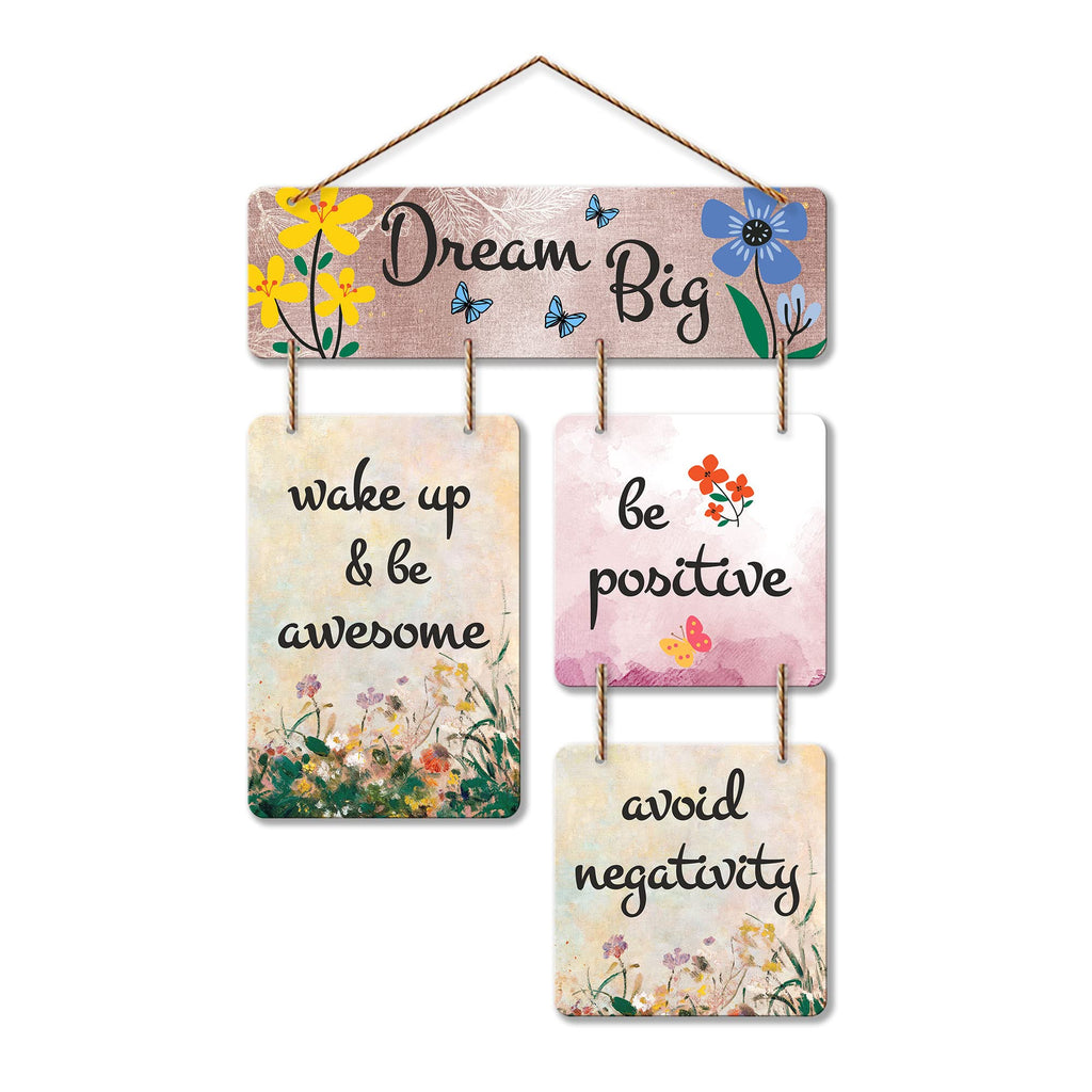 Artvibes Dream Big Wake Up & Be Awesome MDF Wall Hanger | Quotes Decor Item | Motivational Wall Decor | Wall Accent | Graphic Art | Gift Items | Office Wall Decoration Items (WH_6518N)