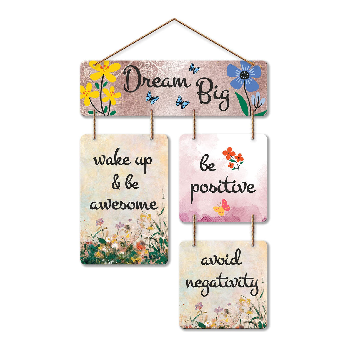Artvibes Dream Big Wake Up & Be Awesome MDF Wall Hanger | Quotes Decor Item | Motivational Wall Decor | Wall Accent | Graphic Art | Gift Items | Office Wall Decoration Items (WH_6518N)