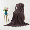 DMAASA Pure Cotton Hand Woven Sofa Throw | Handmade 50X60 Inch Solid Blanket | Soft Blanket for Living Room, Bed, Couch and Chair | Reversible and Breathable (Coffee Brown) Kafalo