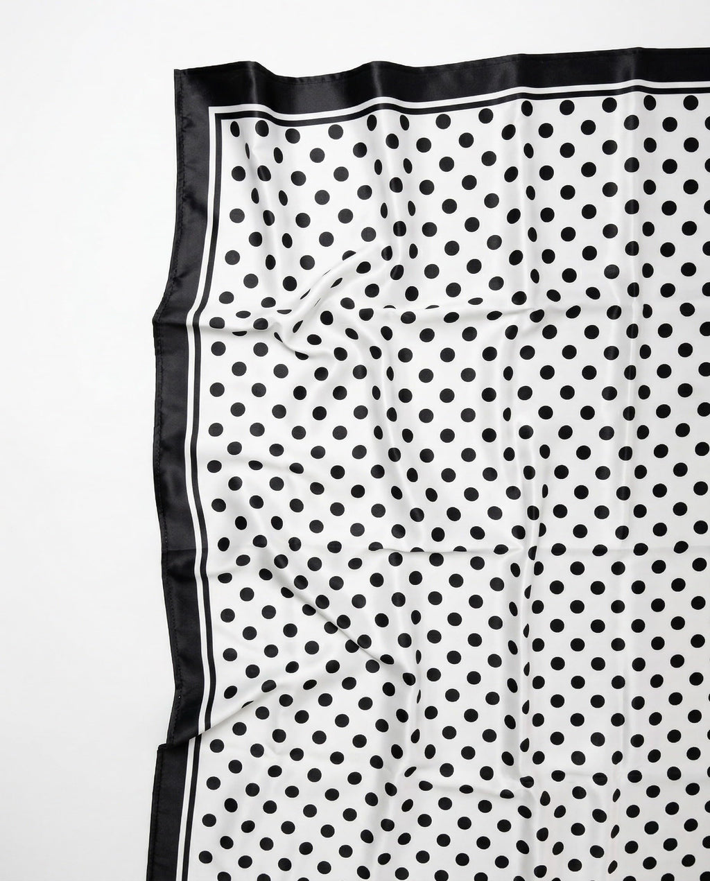 Grey Exim Women Polka Dot Printed Scarf, White & Black, Lightweight Polyester Crepe Square Scarf