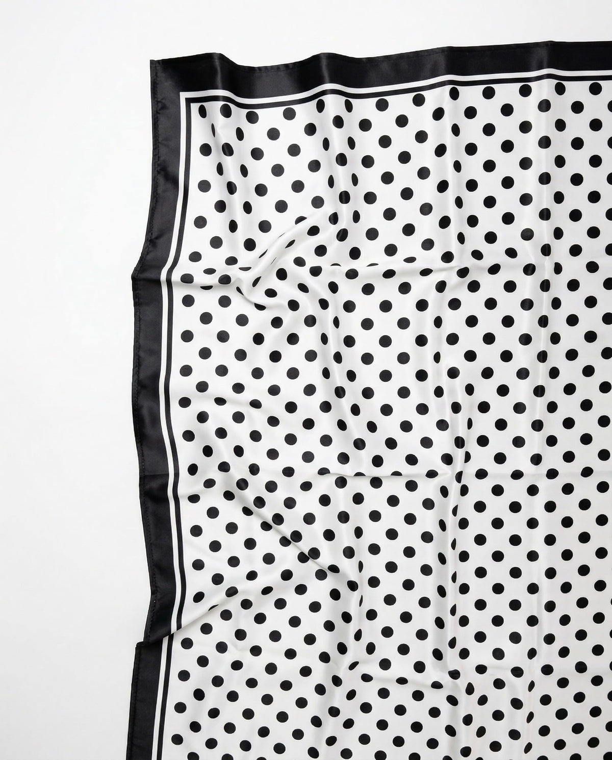 Grey Exim Women Polka Dot Printed Scarf, White & Black, Lightweight Polyester Crepe Square Scarf