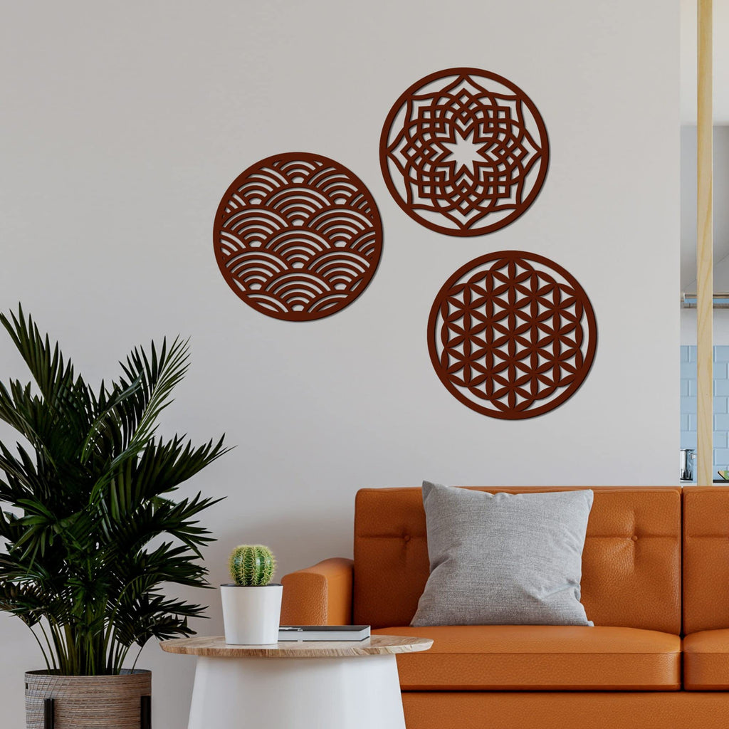 VibeCrafts Geometric Design in Circles MDF Wooden Wall Hanger for Home Decor|Office|Gift (WHVC1Pcs1_50033)