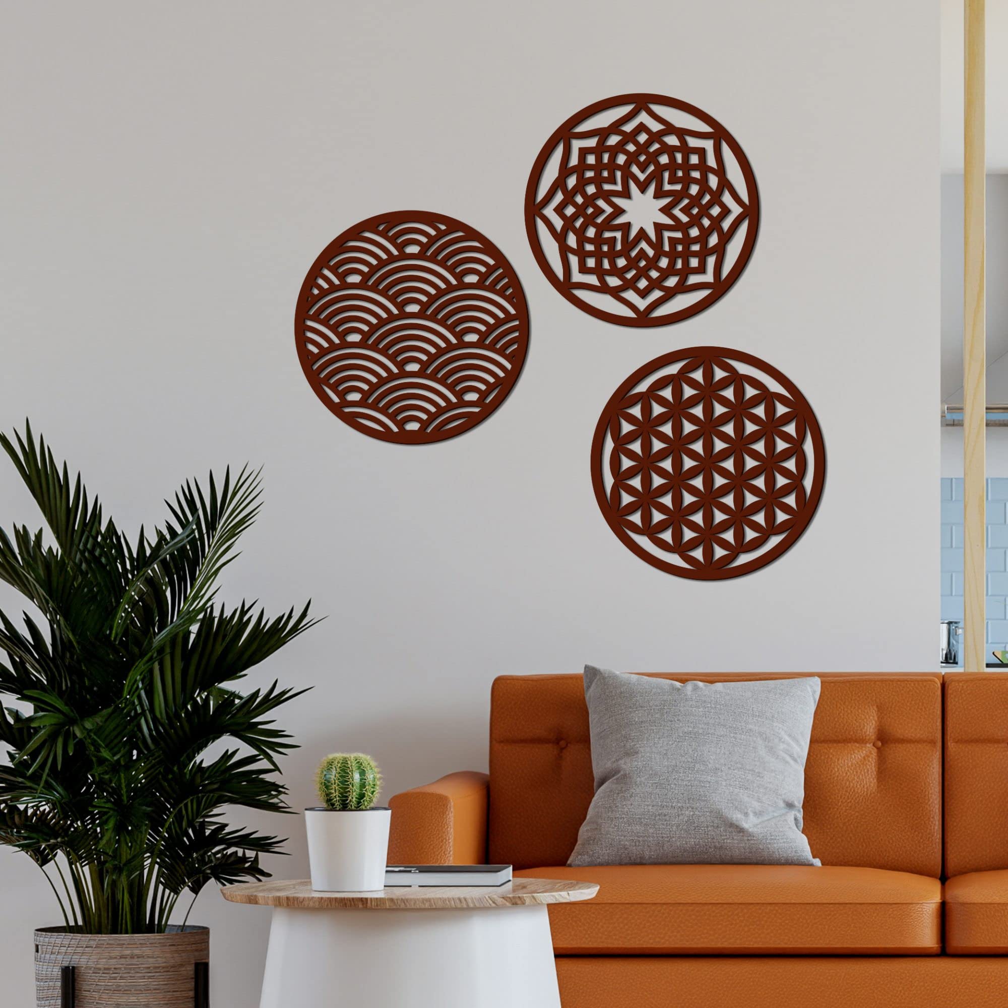 VibeCrafts Geometric Design in Circles MDF Wooden Wall Hanger for Home Decor|Office|Gift (WHVC1Pcs1_50033)
