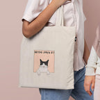 VVWV Watcha Lookin At? Cute Printed Reusable Tote Bags | 100% Organic Cotton Shopping/Grocery Bag | Multi-Purpose Bag | Sturdy Canvas Bag with 15kgs Capacity | Single Pack (13 x 15.7 Inch)