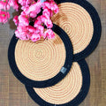 SAPROSE® Polypropylene Round Trivet (3 PCS Set, Size: 23 cm) Pot MAT, Side Table Mat, Machine Washable Small Place Mat for Casserole for Dining Table (9 Dia, Black) Kafalo