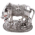 RCI Handicrafts Aluminum Metal Kamdhenu Cow And Calf with Krishna Spiritual Showpiece ( Silver, 20 x 14 x 18 cm)