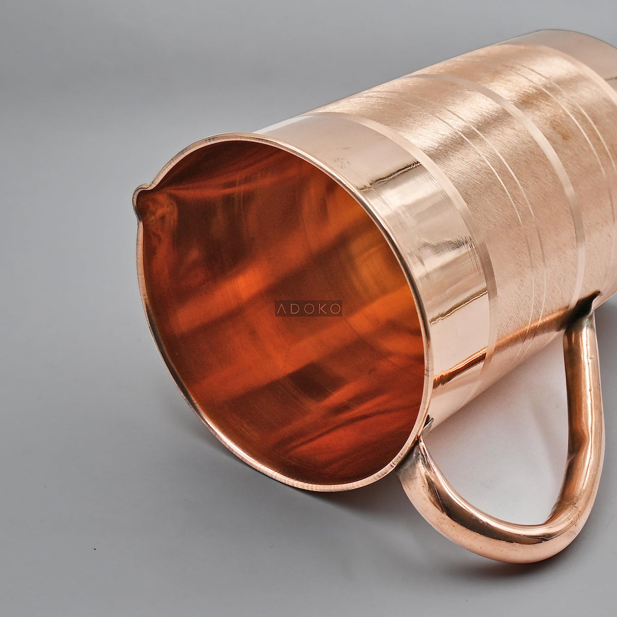 Adoko Pure Copper Water Jug 2 Litre with 2 Copper Glasses (300ml Each) | Ayurvedic Copper Pitcher Set for Drinking & Storage for Health & Wellness