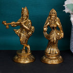 ARTVARKO Radha Krishna Brass Murti of Murli Kishan Playing Flute Blessing Radha Idol Standing for Home Mandir Decor Marriage Height 4.5 Inch