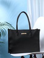 LEGAL BRIBE Women Textured Classic Tote Bag (Black)