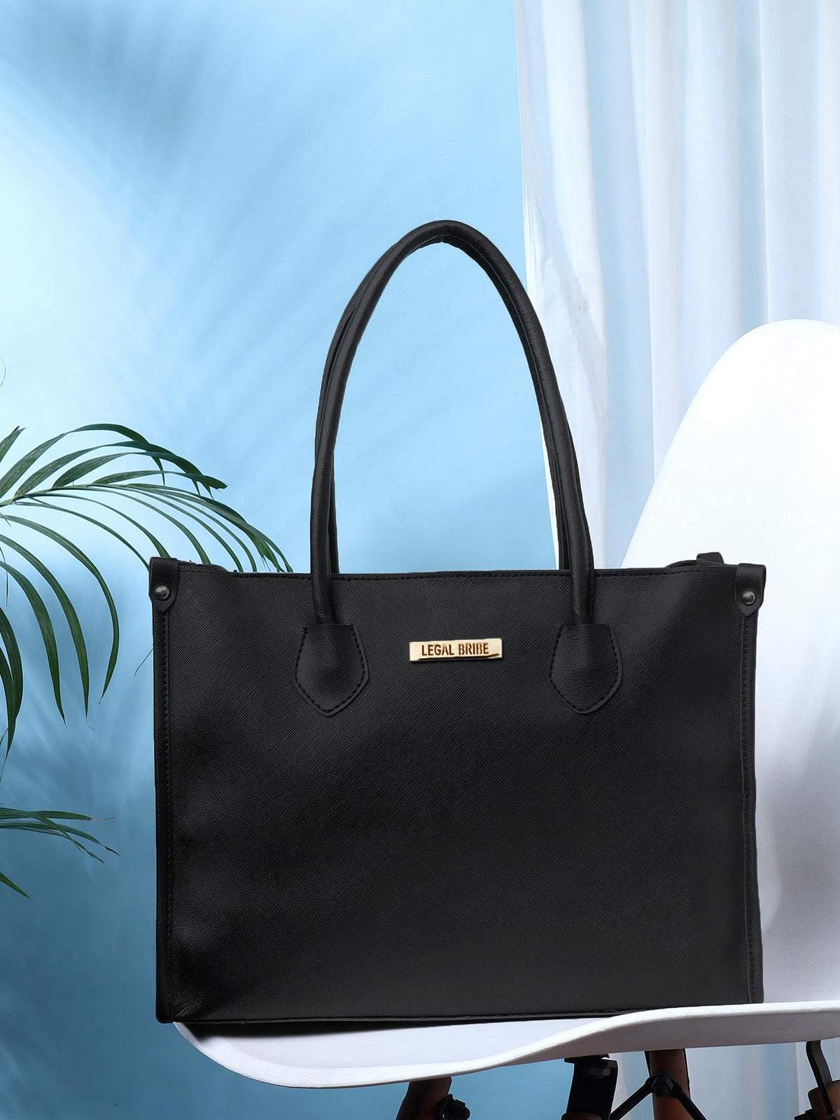 LEGAL BRIBE Women Textured Classic Tote Bag (Black)