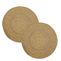 SAPROSE® Polypropylene Multipurpose Braided Round Table Mat (2 PCS Pack, 40 cm), Dinning Place mats, Side Table Mat, Doilies, Machine Washable Large Mat for Dining Table (15.5 Dia., Beige-Jute) Kafalo