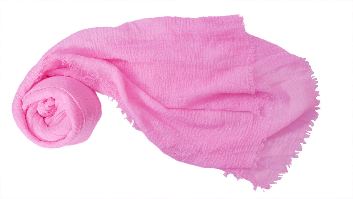 Iba & Isba Women's Plain Crinkled Scarves, Stoles, Hijab (76 x 36 inch) (Baby Pink)