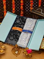 Pashmoda His and Her Gift Set of Kaani Stoles With Wooden Gift Box