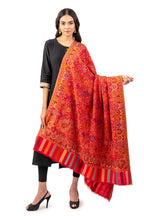 Naureen Women Pashmina Blend Kani Shawl with Floral Artwork, Warm and Soft, 40x80 inch