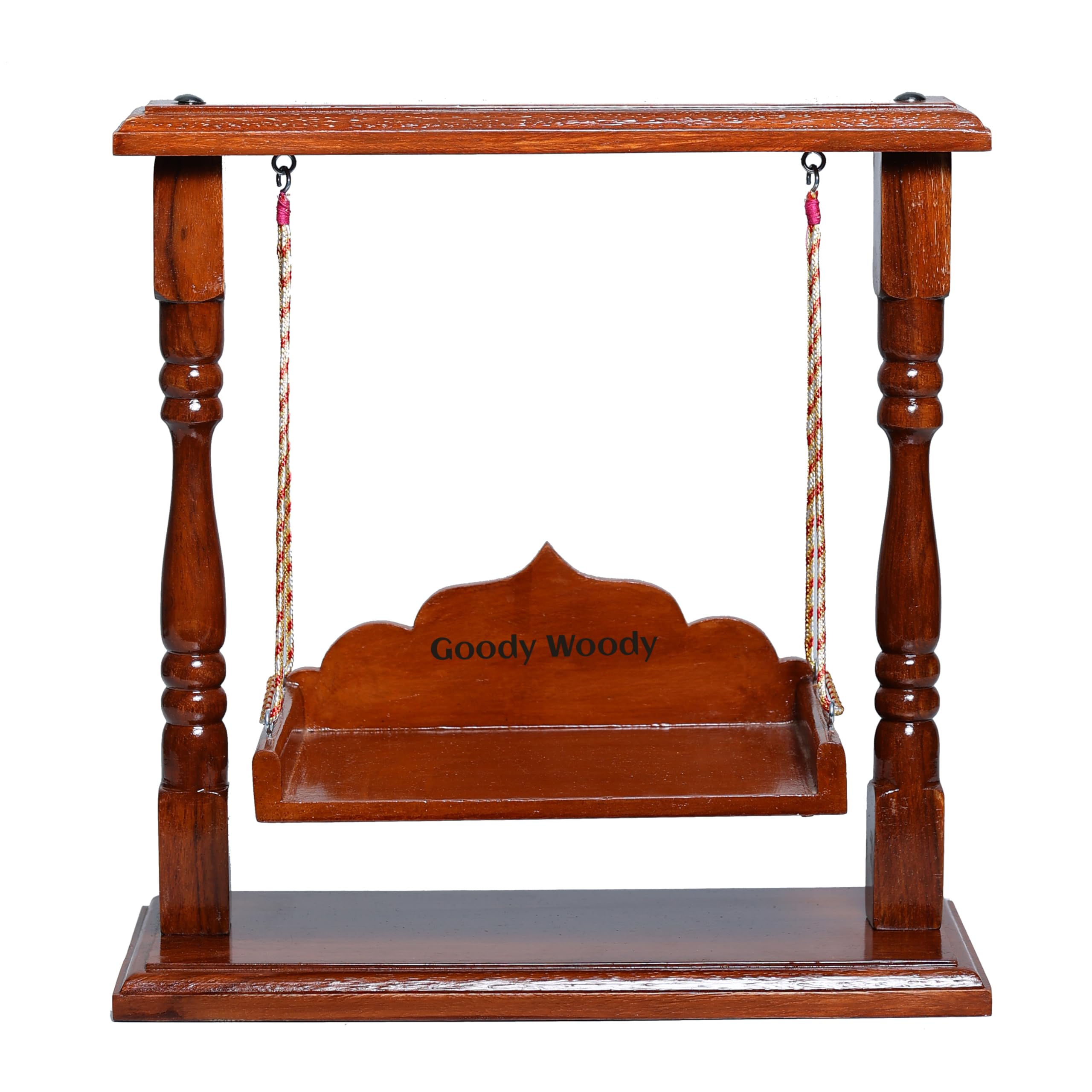 Goody Woody Laddu Gopal Jhula, Kanhaji Swing, Balgopal Palna, Shri Krishna Hindola Polished (Brown, 13x12x6), Seat Size :- (8x6) 0 to 4 No. Kanha