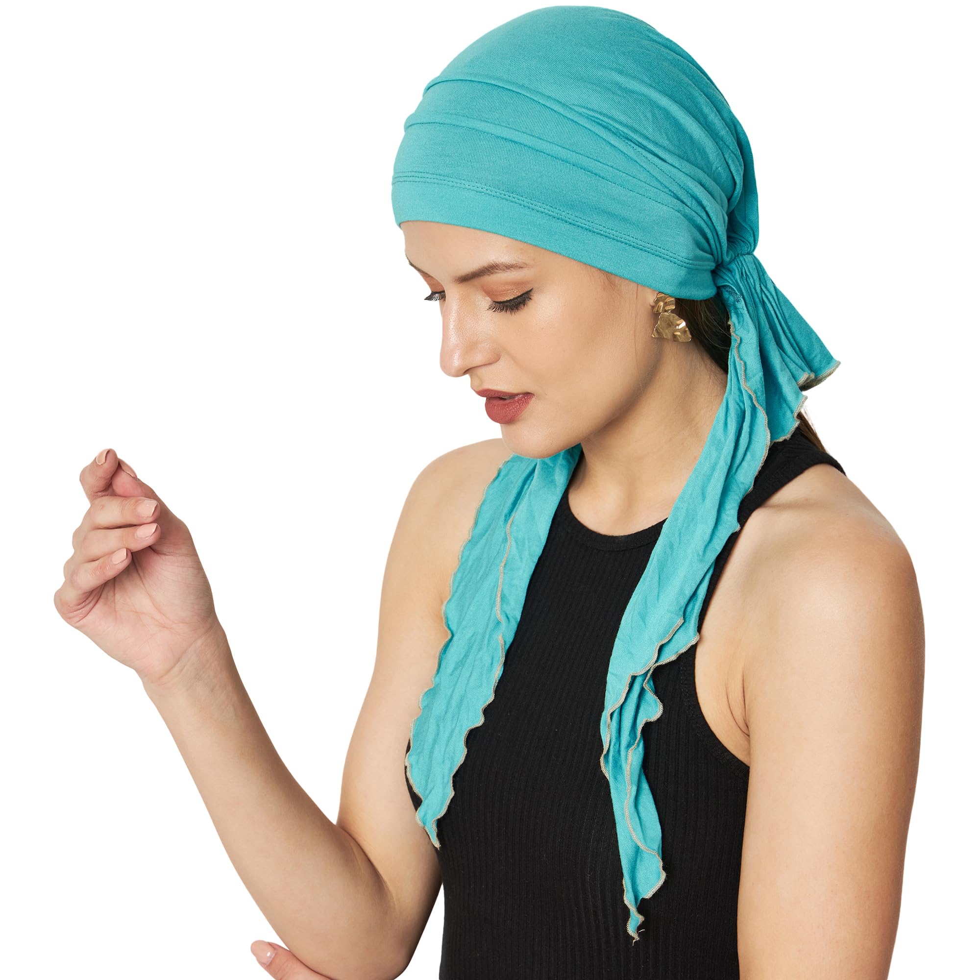The Headscarves Women Bamboo Pre Tie Scarf (HS107 SeaGreen)