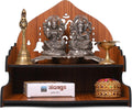 GOJEEVA KRAFT Engineered Wood Hand Crafted Carved Pattern Home Temple for Idols Temple for Home and Office I Kamal OM | Set Top Box Stand I Wooden Mandir (Pack of 1) (Medium)