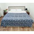 Premium Flannel Dohar for Double Bed | Ultra Soft & Lightweight AC Blanket | Breathable All Season Blanket Ac Quilt for Summer & Mild Winter | Machine Washable (84x90 Inches)_Navy Snowflake Kafalo