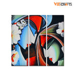 VIBECRAFTS 3 Pieces Radha Krishna Canvas Wall Painting Fitted With Wooden Frame For Home | Office | Living Room | Gifts (PTVC3Pcs1_9531)