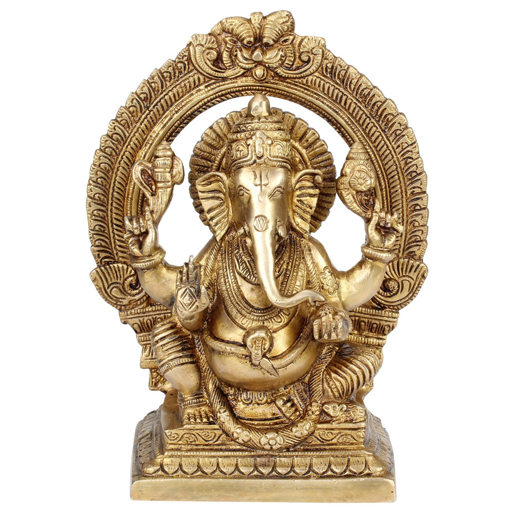 SVARUP Brass Ganesh Lord Ganesha Mangalkari Murti for Home, Living Room, Office Decor Showpiece Decoration,Diwali Gift 8.25 Inch