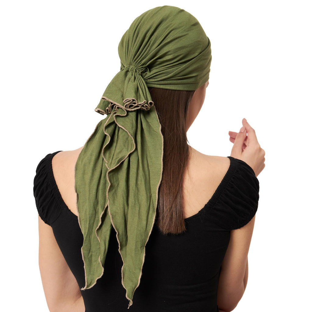 The Headscarves Rayon Women Bamboo Pre Tie Scarf (HS107 Chive), For Female, Green