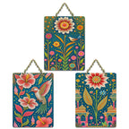 Artvibes Floral Paradise With Bird Wooden Art Decoration Item for Home | Modern Decoration Items | Handcrafted Art | Trendy Decor | Aesthetic Wooden Decor | Unique Gift (WH_9686N), Set of 3