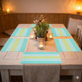 YELONA Placemats Set of 6, Heat-Resistant Woven Vinyl Table Mats, Non-Slip & Washable Dining Tablemats for Kitchen & Dinner Decor, Light Blue (45cm x 30cm) Kafalo