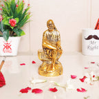 KridayKraft Shirdi Sai Baba Idol Metal Statue Showpiece for Car Dashboard & Home,Office Decorative Saibaba Idol Murti,Religious Gift Article,Showpiece Figurines,Corporate Gift...