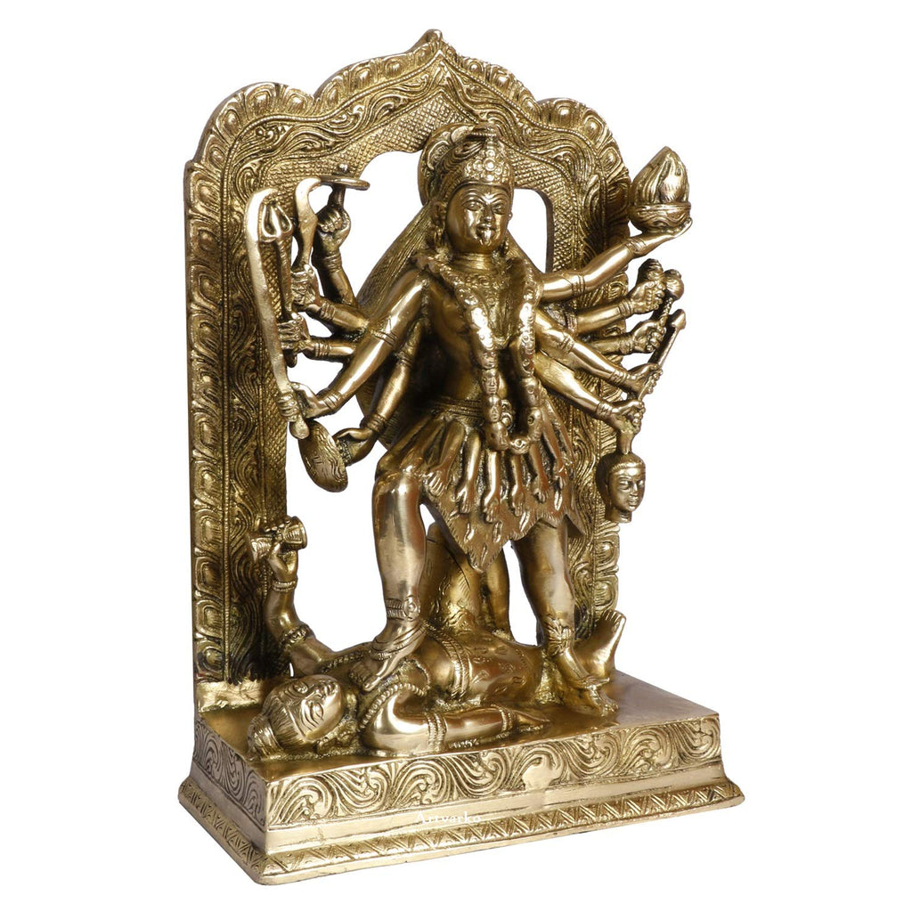 ARTVARKO Brass Kali Maa Murti | Maha Kali | Mahakali | Kalika Maa Statue Sculpture Idol Murti Decor Size Height 11.5 Inches