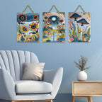 Artvibes Nature Inspired Floral Home Decor Decorative Wall Hanging Ornaments | Living Room | Office | Wall Art Painting For Hall | Graphic Artwork | Wall Poster | Unique Gift (WH_96123N), Set of 3