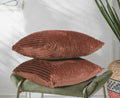RD TREND® Cushion Cover Set of 2, Decorative Sofa Living Room Home Square Cushion Covers 18 Inch x 18 Inch, Aesthetic Corduroy Striped Double Sided (Coffee)