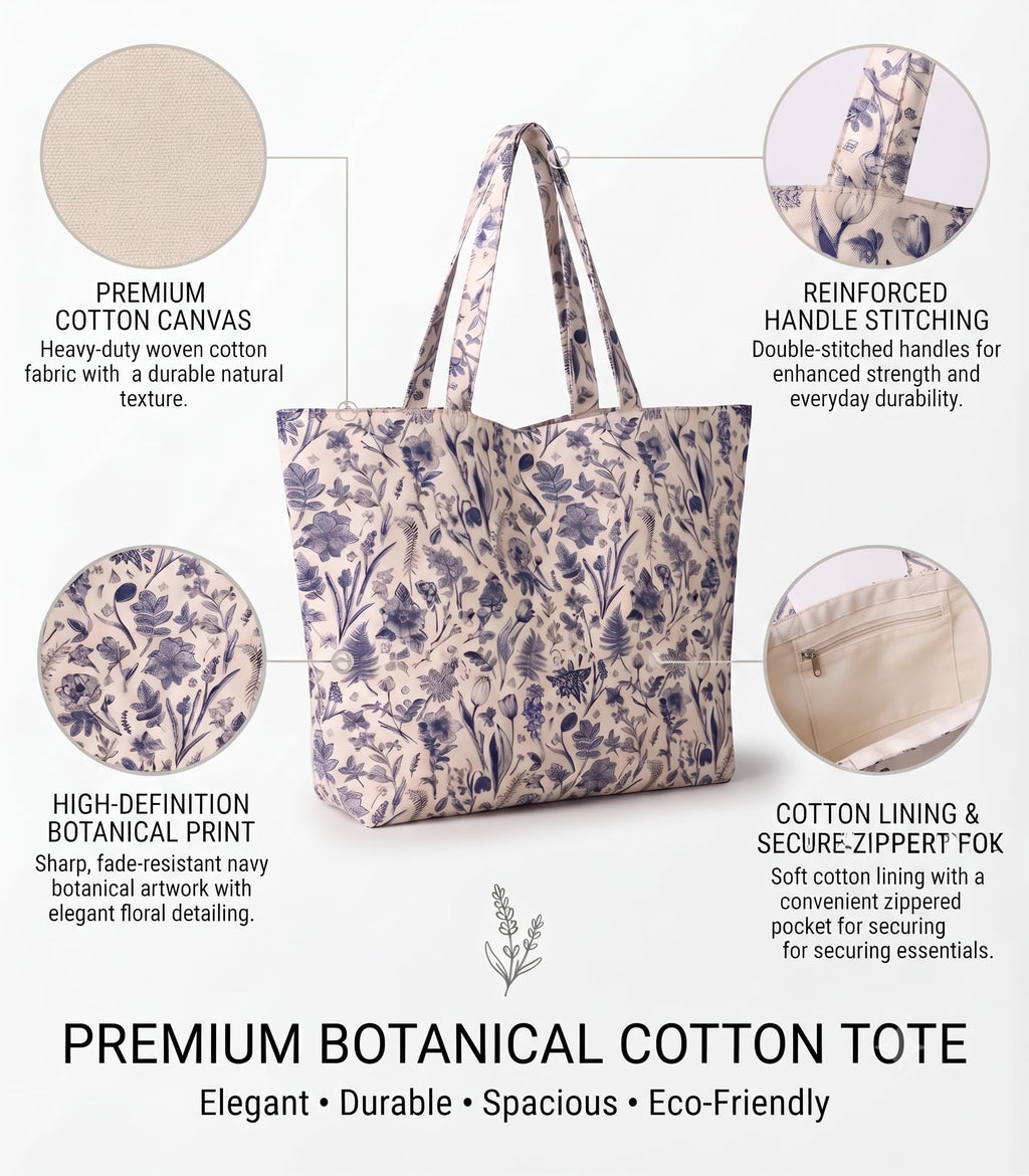 Velmora Cotton Tote Bag for Women & Men | Reusable Shopping Bag with Printed Design | Lightweight Fabric Carry Bag with Comfortable Handles | Grocery Shopping Book Work Travel College Everyday Use