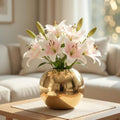 BEHOMA Metal Ball Round Metal Vase for Home Decor, Gold