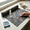 MUSHIES Premium Golden Floral Placemat Roll (5 Metre x 17 Inch) | Multipurpose Kitchen Mat, Dining Table Mat, Fridge Mat, Wardrobe & Drawer Shelf Liner Kafalo