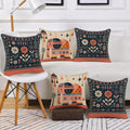 STITCHNEST Elephant & Boho Floral Satin Cushion Covers 16x16 Inch, Pack of 5 for Living Room, Sofa & Kids Room Decor