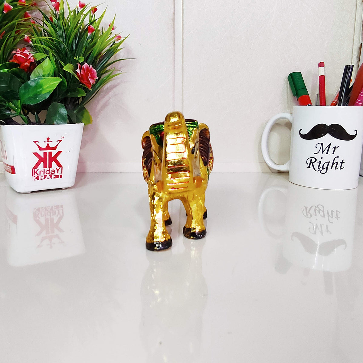 KridayKraft Metal Elephant Small Size Multicolor for Showpiece Enhance Your Home,Office & Table and Gift for Have House Warming Anniversaries, Birthday...