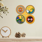 Artvibes Pattachitra Wooden Wall Hanger for Home Decor | Modern Decoration Items | Living Room | Bedroom | Office | Wall Art Print | Handcrafted Art | Unique Gift Items (WH_8441N), Set of 4