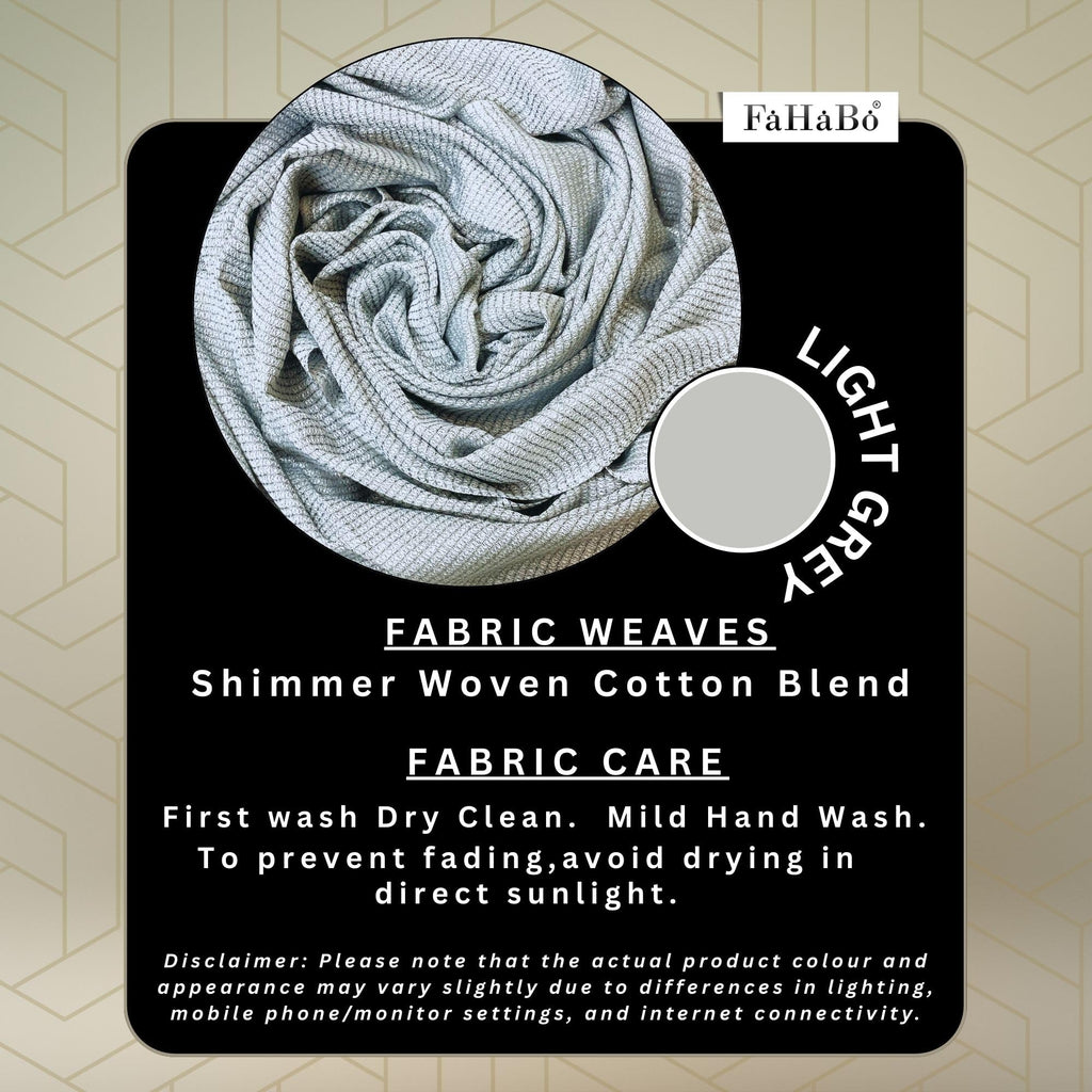 FAHABO Shimmer Woven Cotton Blend Scarf for Women – Lightweight Hijab & Stole Wrap | 73 x 29 Inches (Light Grey)