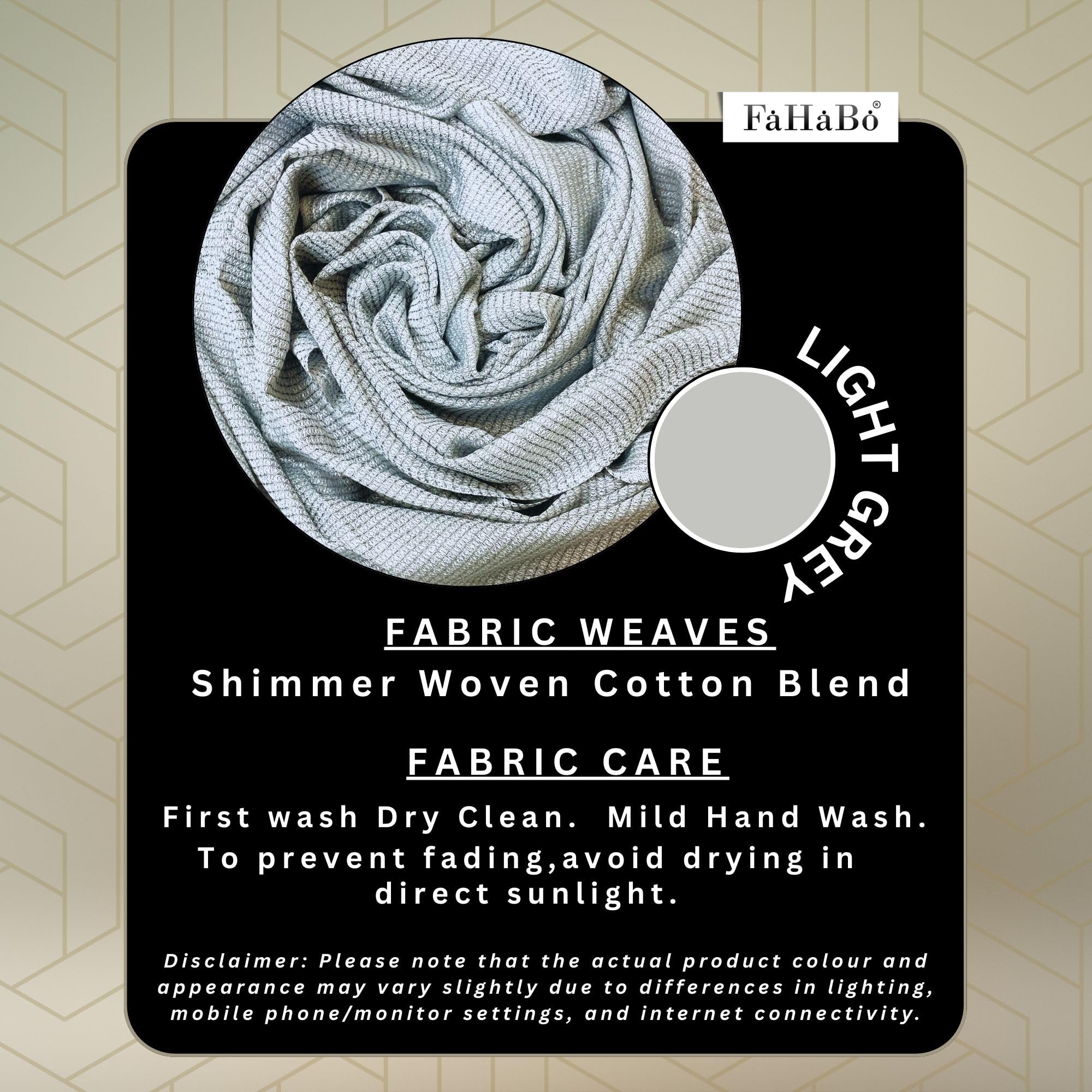 FAHABO Shimmer Woven Cotton Blend Scarf for Women – Lightweight Hijab & Stole Wrap | 73 x 29 Inches (Light Grey)