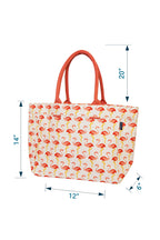 AQVA Handmade Eco Friendly Printed Cotton Canvas Tote Bag for Women & Men - Water Resistant - Reusable Shoulder Bag with Full Top Zip, Inner Pocket, Flamingos,Orange