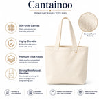 cantainoo Tote Bags | 300 GSM Canvas Tote Bag for Women | Tote Bags for Women | College, Shopping, Office & Everyday Carry Bag (Natural Canvas, Medium Pack of 10)