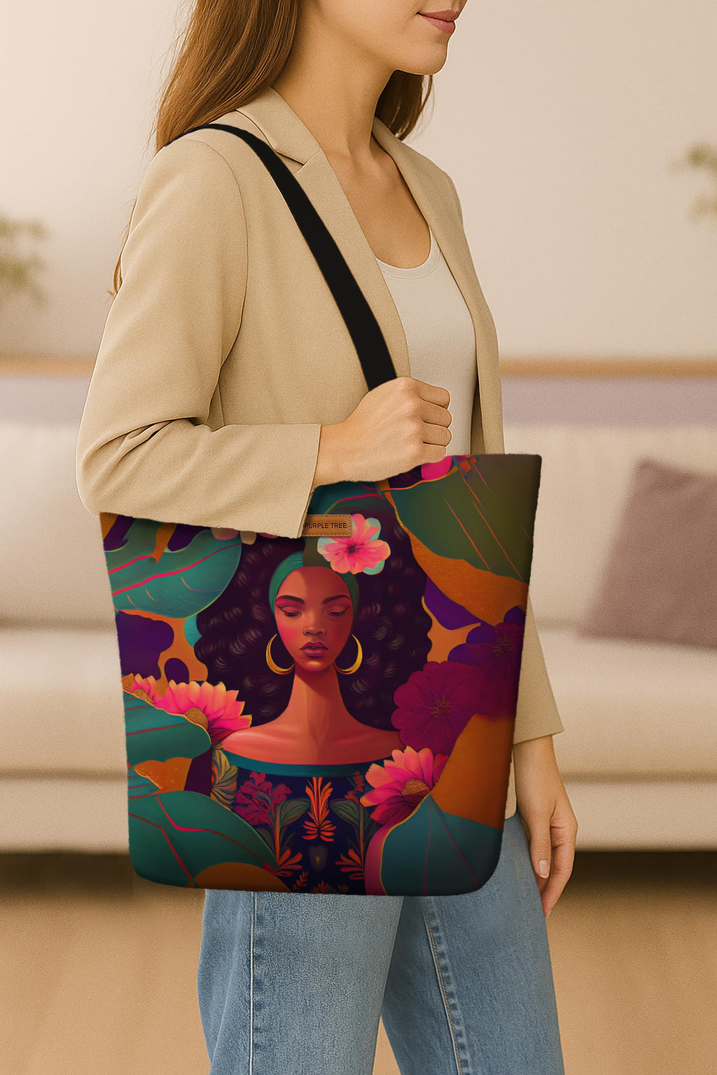 The Purple Tree Eco-Friendly Canvas Tote Bag, Sustainable, Reusable Shopping, Beach, Travel or Everyday Tote, Wide Tote Bag, Dreams of Ocean