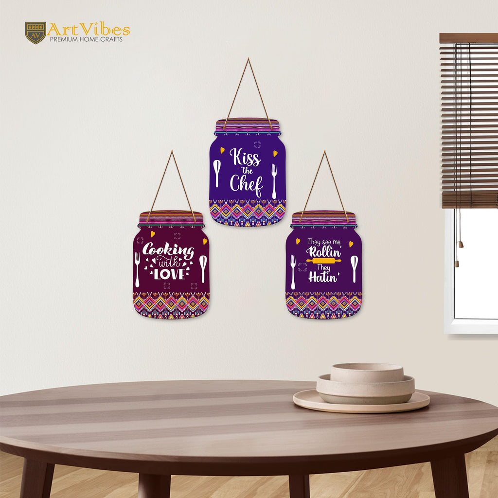 Artvibes Cooking with Love Wall Hanger for Home Decor | Gifts | Wall Art | Decoration Wooden Hanging Items | Kitchen Wood Design | Quotes Decor Items | Decorative Artworks (WH_8917N)